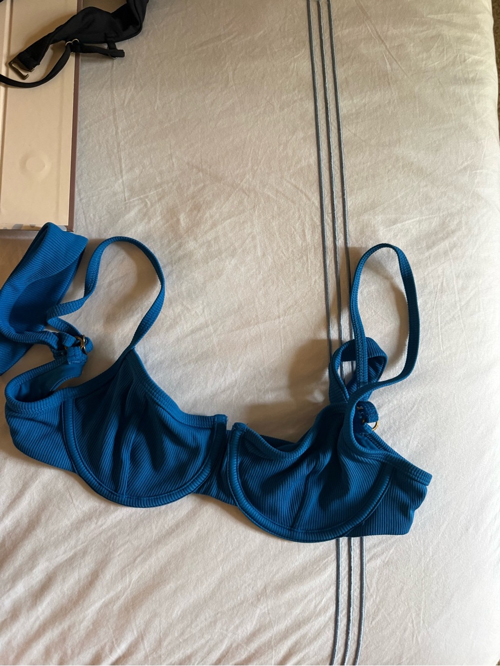 Blue Ribbed Underwire Bikini Top L SPACE - Picture 2 of 2